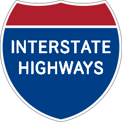 An interstate shield with "Interstate Highways" in the message area.